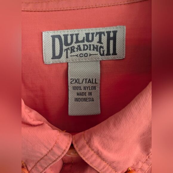 Duluth Trading Coolplus Long Sleeve Vented Fishing Shirt Orange UPF-2XLT - Picture 3 of 6